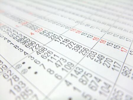 Paper with statistical data printed
