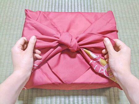 Where the purple wrapping cloth is tiedの写真素材
