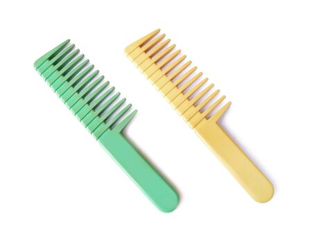 Yellow comb and green combの写真素材