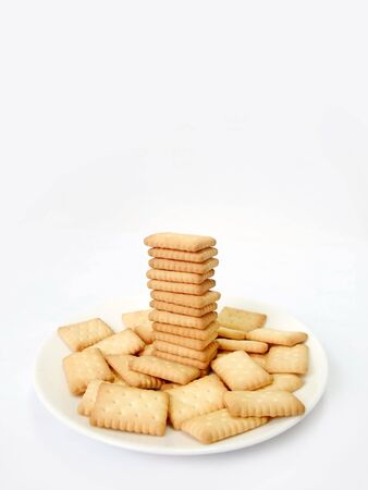 There are many biscuits on the plateの写真素材