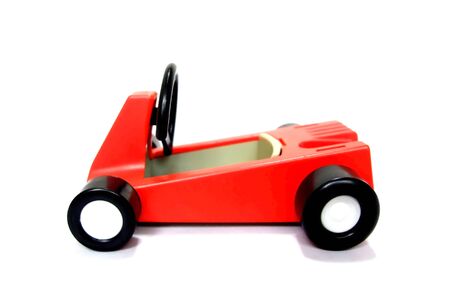 There is a red toy carの写真素材