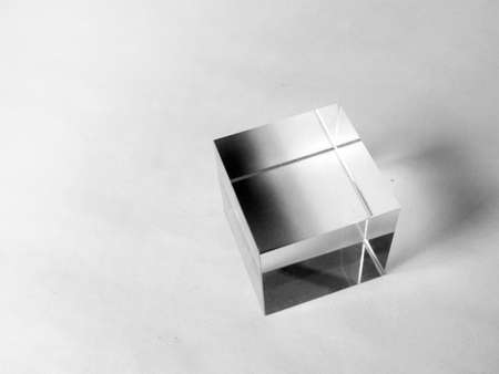 Colorless and transparent glass cubeの写真素材
