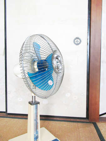 Blue feather electric fanの写真素材