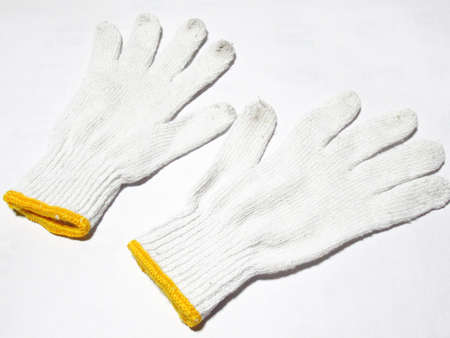 Two white work gloves