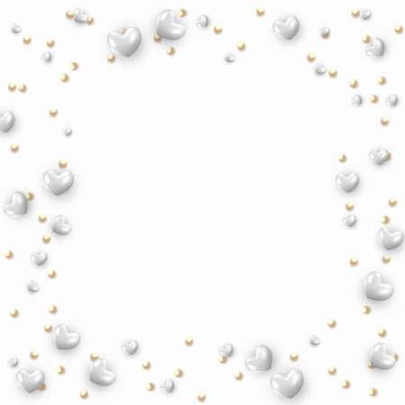 Background with white hearts and round beadsのイラスト素材