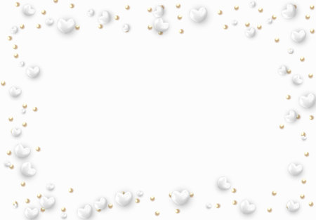 Background with white hearts and round beadsのイラスト素材