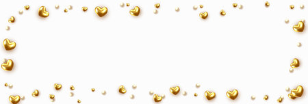 Background with gold hearts and round beadsのイラスト素材