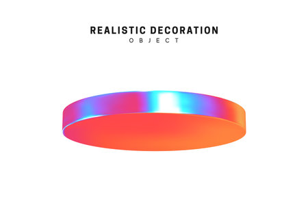 Realistic shape 3d objects with gradient holographic color of hologram. Decorative design elements isolated on white background. vector illustrationのイラスト素材