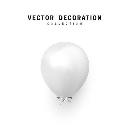 White realistic balloon isolated on white backgroundのイラスト素材
