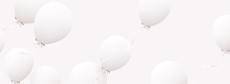 Festive background with helium balloons. Celebrate a birthday, Poster, banner happy anniversary. Realistic decorative design elements. Vector 3d object ballon with ribbon, white color. greeting cardのイラスト素材