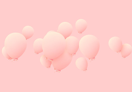Festive background with helium balloons. Celebrate a birthday, Poster, banner happy anniversary. Realistic decorative design elements. Vector 3d object ballon with ribbon, pink color. greeting cardのイラスト素材