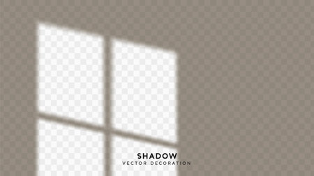 Shadow overlay. Effect light transparent shadow. Realistic creating reflective effect illusions. Overlay for adding scene lighting to your images. Vector illustration.のイラスト素材