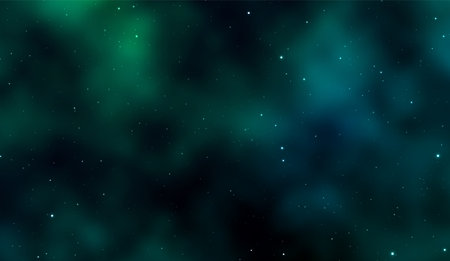 Space background Fantastic outer view with realistic bright stars and cluster of gas clouds. Universe with nebulae, galaxies and star clusters. Infinite cosmic open spaces. Vector illustrationのイラスト素材