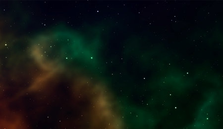 Space background Fantastic outer view with realistic bright stars and cluster of gas clouds. Universe with nebulae, galaxies and star clusters. Infinite cosmic open spaces. Vector illustrationのイラスト素材