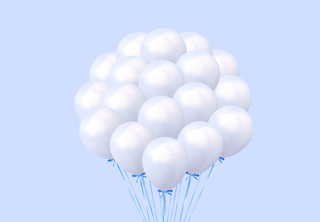 Balloons Bunches Realistic Isolated on blue Background.のイラスト素材