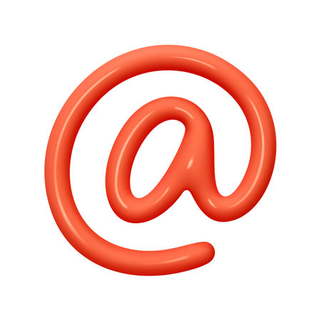 At Symbols. Sign red color. Realistic 3d design in cartoon balloon style. Isolated on white background. vector illustrationのイラスト素材