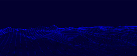 Big Data technology. Background abstract digital wavy blue pattern. Futuristic 3d tech graphicのイラスト素材