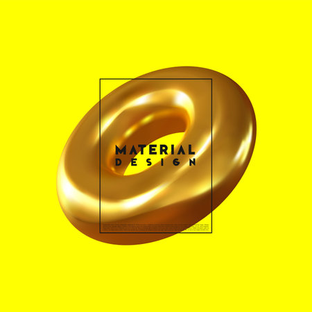 Modern abstract background. Shapes composition 3d gold ring.のイラスト素材