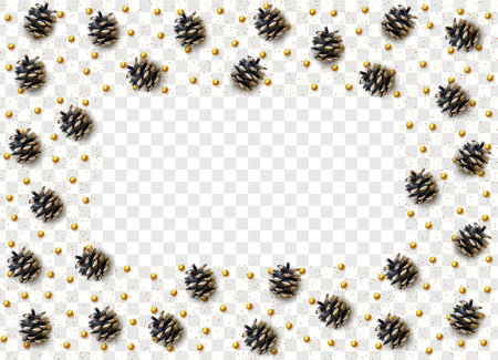 Realistic pine cones isolated on a transparent background. vector illustrationのイラスト素材