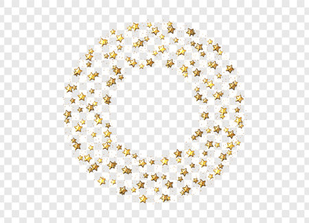Golden stars isolated on transparent background. vector illustrationのイラスト素材