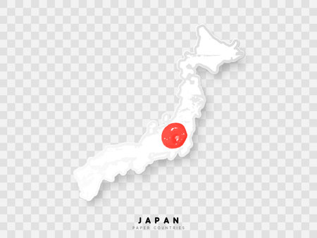 Japan detailed map with flag of country. Painted in watercolor paint colors in the national flag.のイラスト素材