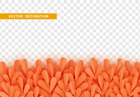 Grass, shape plant leaves border isolated with transparent background. Vector Illustrationのイラスト素材