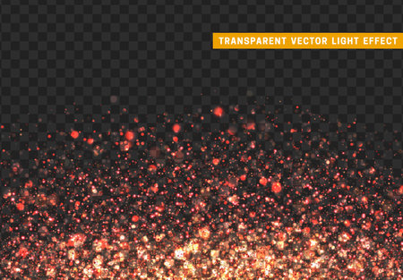Glowing lights red glitter. Sparkle particles texture. Christmas dust, luxury sparkling vector backgroundのイラスト素材