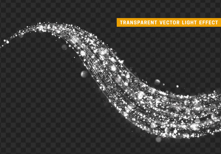 Magic light effect. Stardust white glitter. Sparkle star dust vector illustrationのイラスト素材