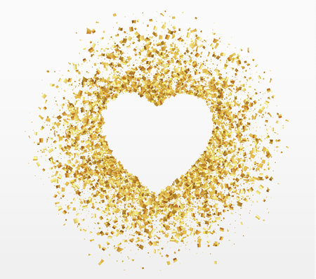 Gold confetti background. Paper white bubble for text.のイラスト素材