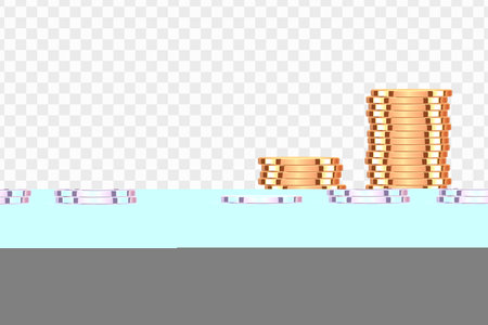 Golden coins Realistic gold money isolated on a transparent background.のイラスト素材