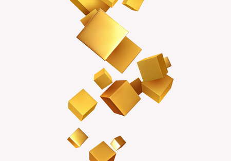 Abstract Background with 3d cubes gold color. Geometric object block, Pattern square.のイラスト素材