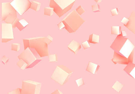 Abstract Background pink color with 3d cubes. Geometric object block, Pattern square.のイラスト素材