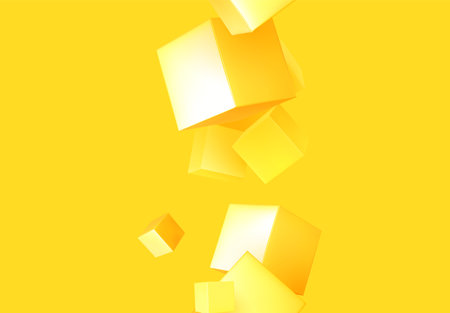 Abstract Background yellow color with 3d cubes. Geometric object block, Pattern square.のイラスト素材