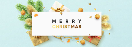 Merry Christmas design poster, bennr, greeting card. Xmas festive background. Holiday decorations elements in vector illustrationのイラスト素材