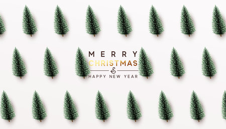 Background with pine and spruce decorative trees. Christmas green tree pattern.のイラスト素材