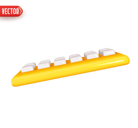 Keyboard from laptop computer. Realistic 3d design element In plastic cartoon style. Icon isolated on white background. Vector illustrationのイラスト素材