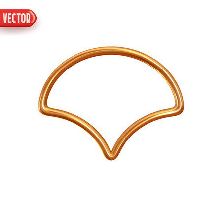 Golden cloud. Wave symbol. Traditional vintage chinese asian ornament made of metal. Realistic 3d design element. Icon isolated on white background. Vector illustrationのイラスト素材