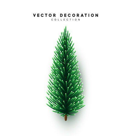 Christmas green tree. Decorative pine spruce. Vector illustrationのイラスト素材