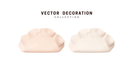 Set of Dumplings realistic 3d design. Dumpling isolated on white background. Vector illustration.のイラスト素材