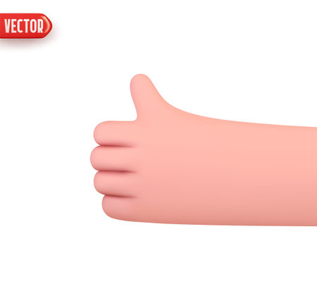Hand human gesture finger class thumb up. Realistic 3d design In cartoon style. Icon isolated on white background. Vector illustrationのイラスト素材