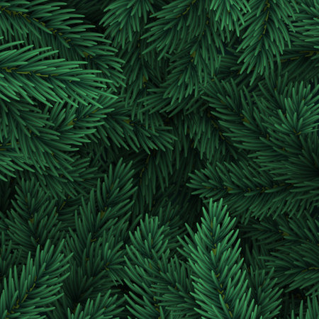 Christmas tree branches. Festive Xmas border of green branch of pine.のイラスト素材