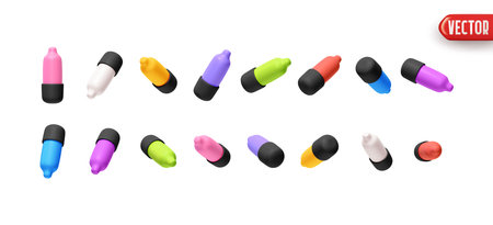 Set of decorative garland soft colorful lights. Realistic Christmas festive 3d element. New Year decorations objects isolated on white background. vector illustrationのイラスト素材