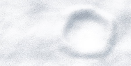 Winter realistic 3d snow background template for festive design of Christmas and New Year. Textured white snow with subtle imprint of a round ball object creating soft landscape. Vector illustrationのイラスト素材