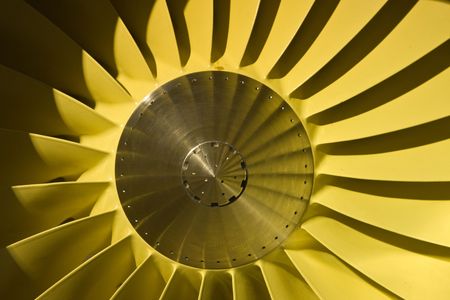 Large jet engine turbine bladesの写真素材