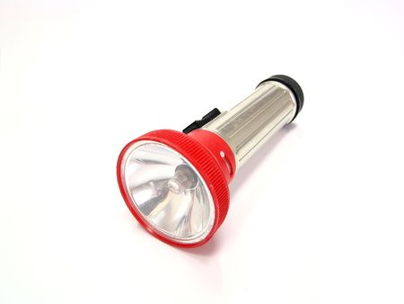 Flashlight isolated over white background       の写真素材