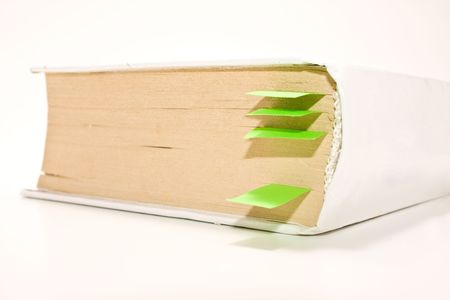 book with green bookmarks
