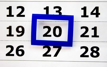  A section of a calendar with 20  in focusの写真素材