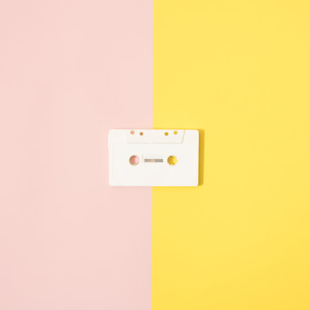 White tape on pink and yellowの写真素材