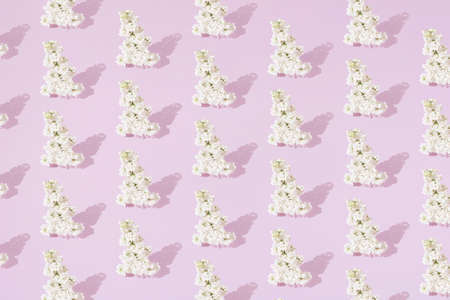 White lilac on a pink background. Minimal pattern.の写真素材