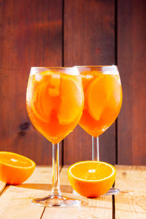 cocktail on a wooden background.の写真素材